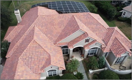 Arial View Of house with a Tile Roof
