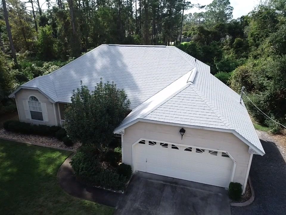 white roof drone view