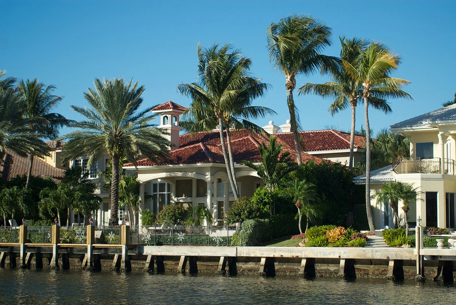 Tiled roof surrounded by palm trees in Winter Park, FL